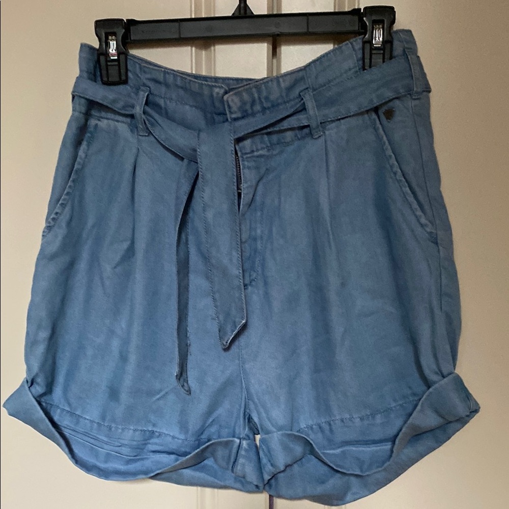 Scotch & Soda High Waist Blue Shorts with Pleated Front